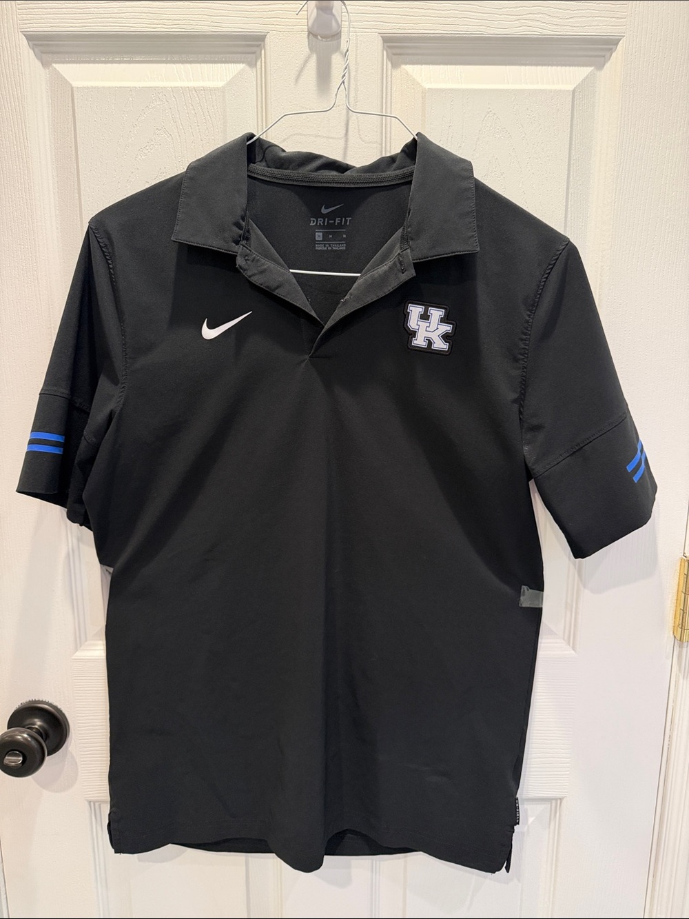 Nike Black Polo with Blue Stripe Sleeve and UK Logo